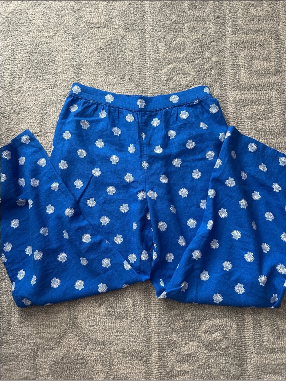 J. Crew Blue Seashell Linen-Blend Pants | XS